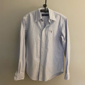Ralph Lauren Polo women’s Sports Fit Tailored long sleeve shirt, pale blue in XS